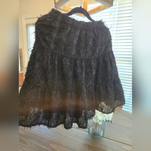 Zara Black Ruched Skirt with Fringes